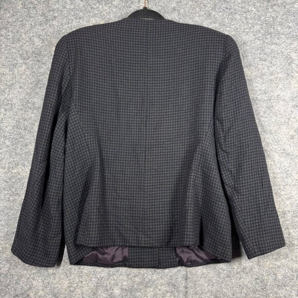 Vintage Devonshire Cream Gold Buttons Wool Houndstooth Boxy Blazer Size 14 - Picture 15 of 16